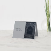 navy silver Arabic arch Wedding  guest card Bedankkaart (Voorkant)