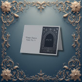navy silver Arabic arch Wedding  guest card Bedankkaart