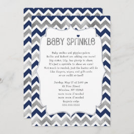 Navy Silver Baby Sprinkle, jongen baby shower nodi Kaart