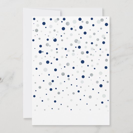 Navy & Silver Balloons One 1st Boy Birthday Party Kaart (Achterkant)