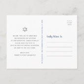 Navy Silver Bat Mitzvah Opslaan Datum Modern Scrip Uitnodiging Briefkaart (Achterkant)