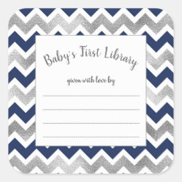 Navy Silver boy baby shower boek bord sticker