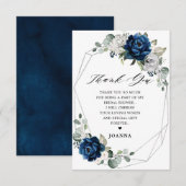 Navy Silver Champagne Geometric Vrijgezellenfeest Bedankkaart (Voorkant / Achterkant)