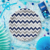 Navy Silver Chevron baby shower decor Papieren Bordje (Feest)