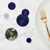 Navy Silver Confetti Modern Graduation Party Decor (Groep)