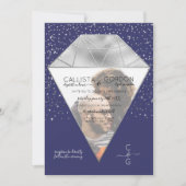 Navy Silver Diamond Confetti Glitter Fotobruiloft Kaart (Voorkant)