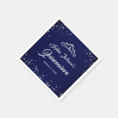 Navy Silver Diamond Kant Sparkle Gown Quinceanera Servet (Hoek)