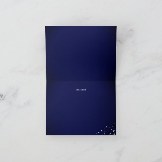 Navy Silver Diamond Sparkle Gown Quinceanera Bedankkaart (Binnen)