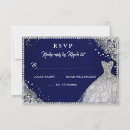 Navy Silver Diamond Sparkle Gown RSVP