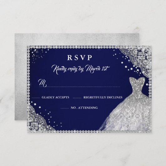 Navy Silver Diamond Sparkle Gown RSVP (Voorkant / Achterkant)