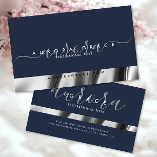 Navy Silver Elegance Visitekaartje