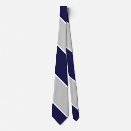 Navy Silver en White Stropdas (Voorkant)