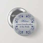 Navy Silver Floral grootmoeder van de Bride Pin Ronde Button 5,7 Cm (Voorkant /achterkant)