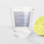 Navy, Silver Floral, Hearts Shot glass Shot Glas (Achterkant)