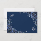 Navy Silver Floral Quinceanera Bedankkaart (Achterkant)