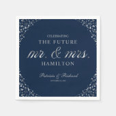 Navy Silver Future Mr. en Mrs Engagement Party Servet (Voorkant)
