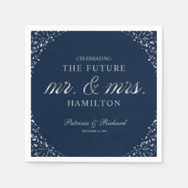 Navy Silver Future Mr. en Mrs Engagement Party Servet