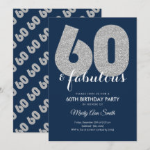 Navy Silver Glitter 60 & Fabulous Verjaardagsfeest