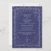 Navy Silver Glitter Confetti Border Verloving Kaart (Voorkant)