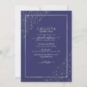 Navy Silver Glitter Confetti Corners Afstuderen Kaart (Voorkant)