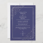 Navy Silver Glitter Confetti Corners Verloving Kaart (Voorkant)