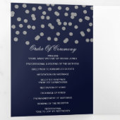 Navy Silver Glitter Confetti foto bruiloft Drieluik Programma (Binnenzijde eerst)