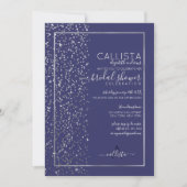 Navy Silver Glitter Confetti Side Vrijgezellenfees Kaart (Voorkant)