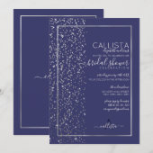 Navy Silver Glitter Confetti Side Vrijgezellenfees Kaart (Voorkant / Achterkant)