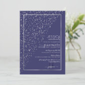 Navy Silver Glitter Diagonaal Confetti Quinceañera Kaart (Staand voorkant)