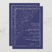 Navy Silver Glitter Diagonaal Confetti Quinceañera Kaart (Voorkant / Achterkant)