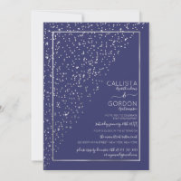 Navy Silver Glitter Diagonal Confetti Verloving
