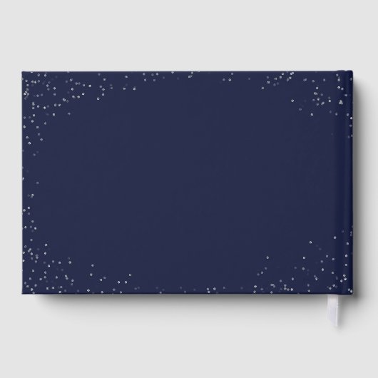 Navy Silver Glitter Elegant Jurk Vrijgezellenfeest Gastenboek (Achterkant)