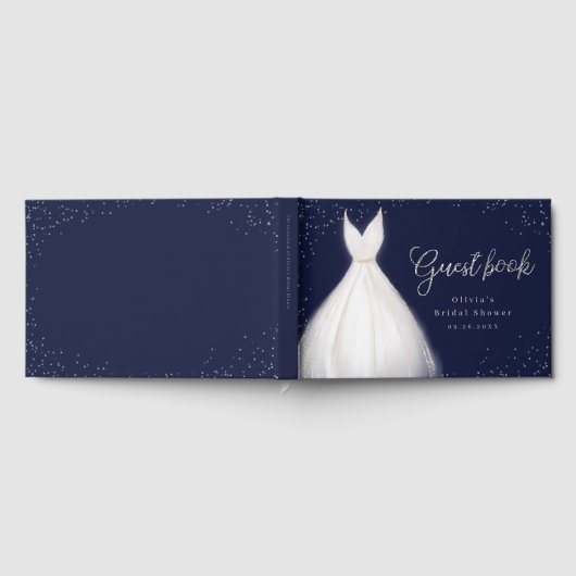 Navy Silver Glitter Elegant Jurk Vrijgezellenfeest Gastenboek (Volledig)