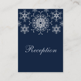 Navy Silver Glitter LOOK Sneeuwvlokken Behuizing K Informatiekaartje