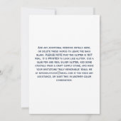 Navy Silver Glitter LOOK Sneeuwvlokken Bruiloft Ui Kaart (Achterkant)