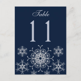 Navy Silver Glitter Sneeuwvlokken Tafelnummer Kaar