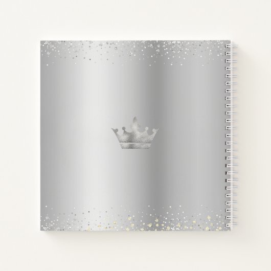 Navy Silver Glitter Tiara Quinceañera Gastenboek Notitieboek (Achterkant)