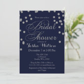 Navy Silver Glitter Vrijgezellenfeest Invite Kaart (Staand voorkant)