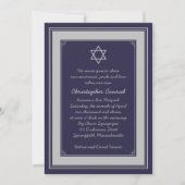 Navy Silver Gray Bar Mitzvah uitnodiging (Voorkant)