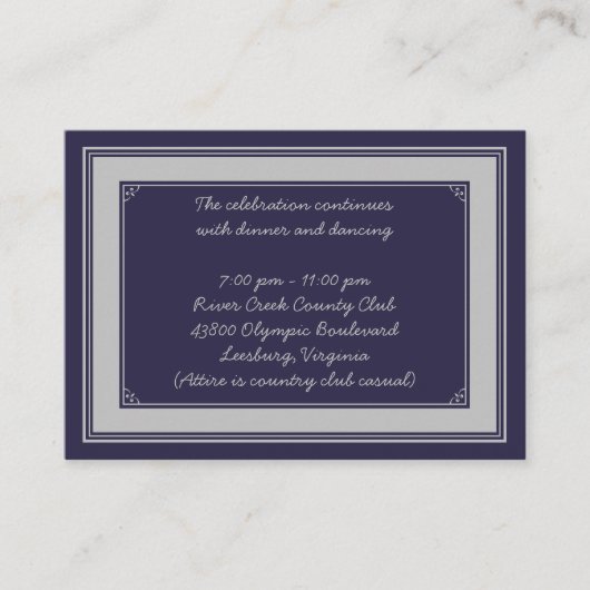 Navy Silver Grey Bar Mitswa Receptie Kaart (Voorkant)