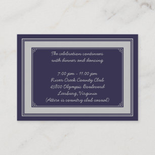 Navy Silver Grey Bar Mitswa Receptie Kaart