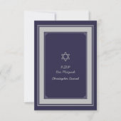 Navy Silver Grey Bar Mitzvah Reply Kaart (Voorkant)