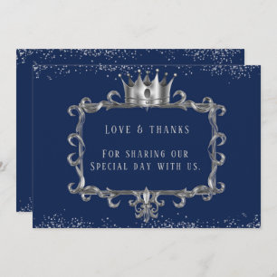 Navy Silver Lijst Royal Crown Love & Bedankt Kaart
