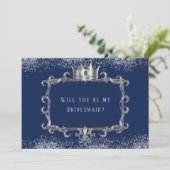 Navy Silver Lijst Royal Kaart (Staand voorkant)