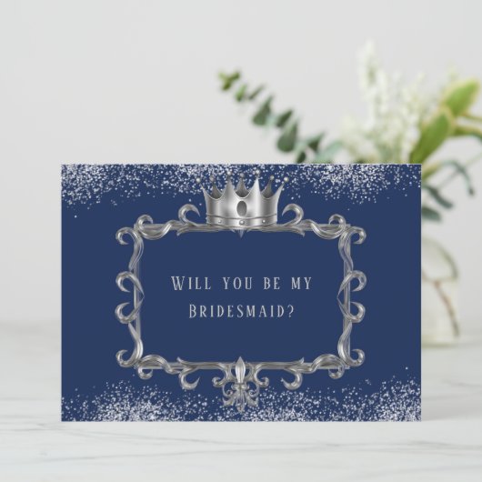 Navy Silver Lijst Royal Kaart (Staand voorkant)