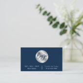 Navy & Silver Logo Verkoopagent Realtor QR-code Visitekaartje (Staand voorkant)