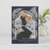 Navy Silver Merry Arch Botanical Holiday Card Feestdagenkaart (Staand voorkant)