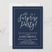 Navy & Silver | Modern Surprise Birthday Kaart (Voorkant)