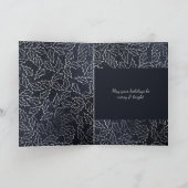 Navy Silver Pine Holly Berry Foto Feestdagen Kaart (Binnen)