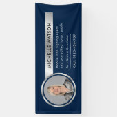 Navy & Silver Promotie Zakelijk Foto Spandoek (Verticaal)